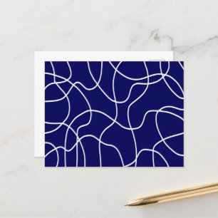 Lijnkunst: wit op donkerblauw briefkaart