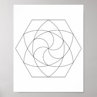 Lijnkunst Zeshoekig Raster Poster