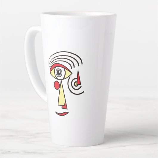 Lijnkunstwerk Abstract gezicht Eenvoudige vormen C Latte Mok (Linkerhoek)