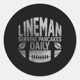 Lijnman serveert pannenkoeken Dagelijkse Funny Foo Ronde Sticker