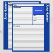 Lijnpagina's met recept (donkerblauw) (Voorkant / Achterkant)