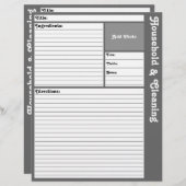 Lijnpagina's met recept (grijs) (Voorkant / Achterkant)