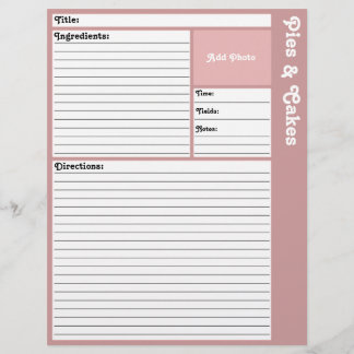 Lijnpagina's met recept (Mauve)