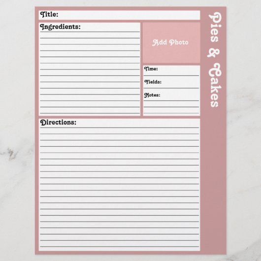 Lijnpagina's met recept (Mauve) (Voorkant)