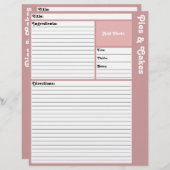 Lijnpagina's met recept (Mauve) (Voorkant / Achterkant)