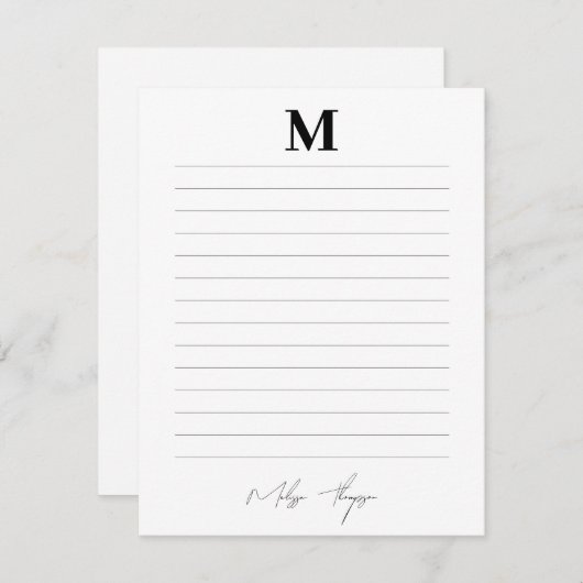 Lijnscript voor Initiaal en naam Persoonlijke hand Notitiekaartje (Voorkant / Achterkant)