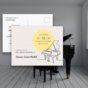 Lijntekening Grand Piano Recital Bewaar de Datum Briefkaart