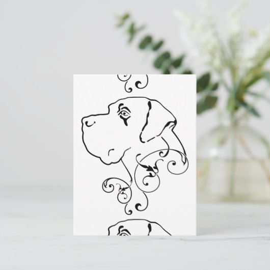 Lijntekening: groot stuurhoofd briefkaart (Staand voorkant)