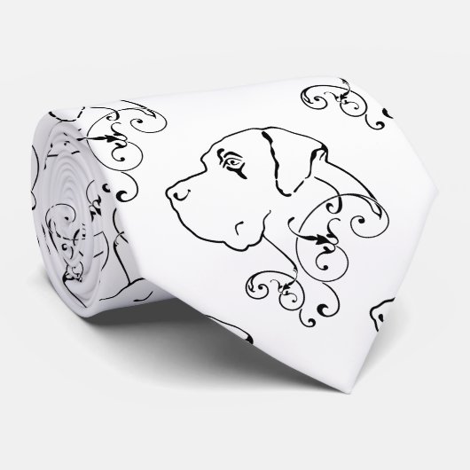 Lijntekening Grote Dane Kop Nek Binder Stropdas (Opgerold)