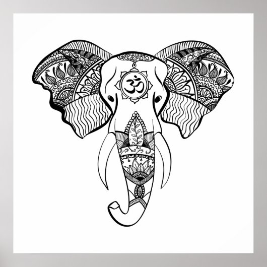 Lijntekening olifant poster (Voorkant)