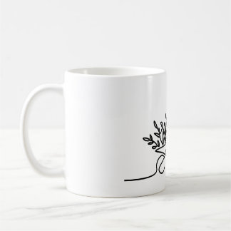 lijntekening van een boer of tuinman koffiemok