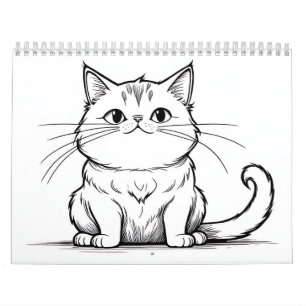 Lijntekeningen van katten en honden kalender