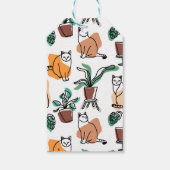 Lijntekenkat en bloemen cadeaulabel (Achterkant)