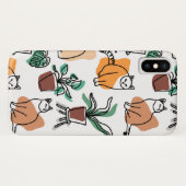 Lijntekenkat en bloemen Case-Mate iPhone case (Achterkant (horizontaal))