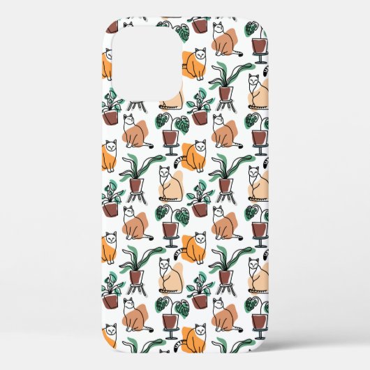 Lijntekenkat en bloemen Case-Mate iPhone case (Achterkant)