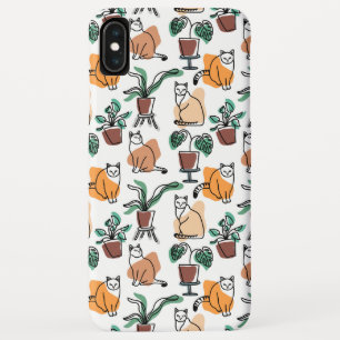 Lijntekenkat en bloemen iPhone XS max hoesje
