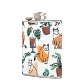 Lijntekenkat en bloemen heupfles (Links)