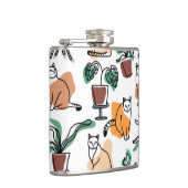 Lijntekenkat en bloemen heupfles (Rechts)