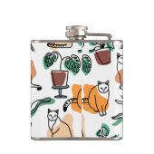 Lijntekenkat en bloemen heupfles (Achterkant)