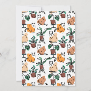 Lijntekenkat en bloemen kaart