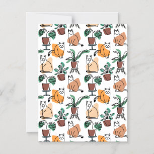 Lijntekenkat en bloemen magnetische uitnodiging
