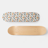 Lijntekenkat en bloemen skateboard (Horizontaal)