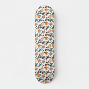 Lijntekenkat en bloemen skateboard