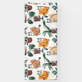 Lijntekenkat en bloemen spandoek (Verticaal)