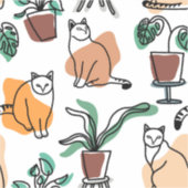 Lijntekenkat en bloemen sticker (Voorkant)