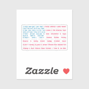 Lijst 46 Amerikaanse Presidenten van de Verenigde  Sticker