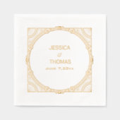  Lijst Art Deco Bruid Bruidegom Datum Huwelijk Folie Servetten (Voorkant)