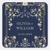   Lijst Bohemian Flowers Bruiloft Vierkante Sticker (Voorkant)