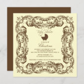 Lijst Bruin Geel Baby shower Uitnodiging (Voorkant / Achterkant)