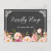 Lijst Chalkboard Floral Wedding RSVP Uitnodiging Briefkaart (Voorkant)