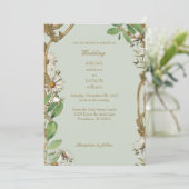Lijst Daisies Sage Wedding Kaart (Staand voorkant)