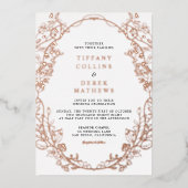 Lijst Elegant Trouwen Roos Gold Folie Uitnodiging (Voorkant)