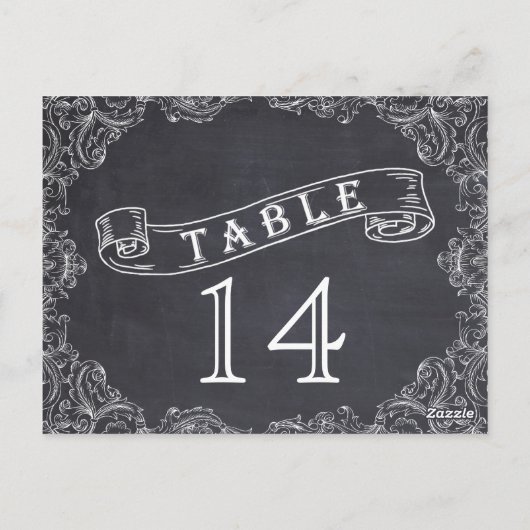 lijst en krijtbord trouwtafel nummer briefkaart (Achterkant)
