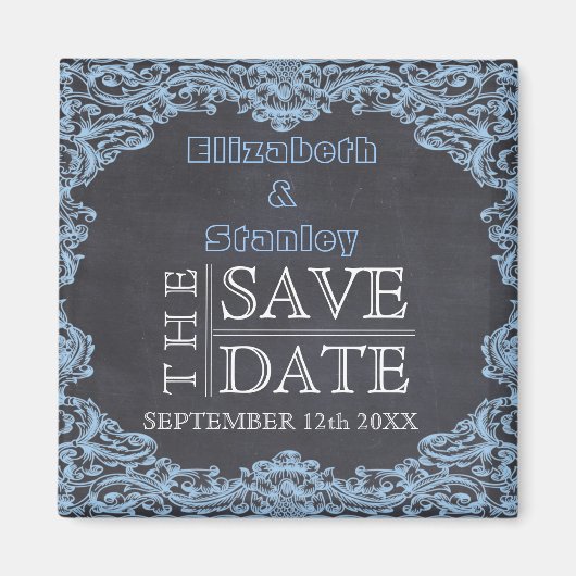 lijst en krijtbordbruiloft Opslaan Datum Magneet (Voorkant)