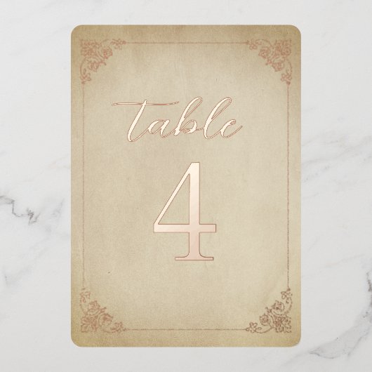 Lijst- en Roos Gold-tabelnummer Folie Uitnodiging (Voorkant)