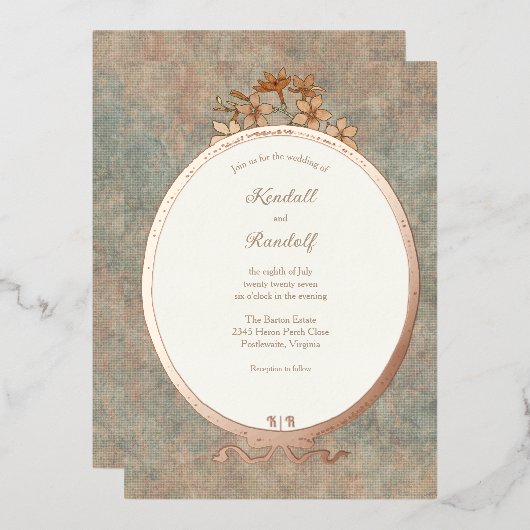  Lijst en Watered Silk 2 Folie Uitnodiging (Voorkant / Achterkant)