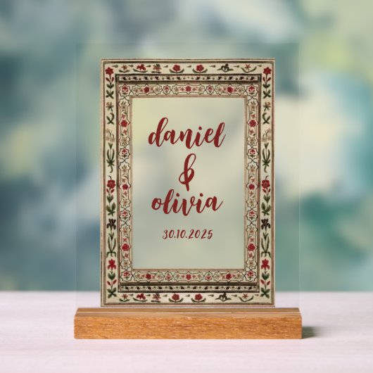  Lijst etnische motief bruiloft Acryl Bord (Neutraal)