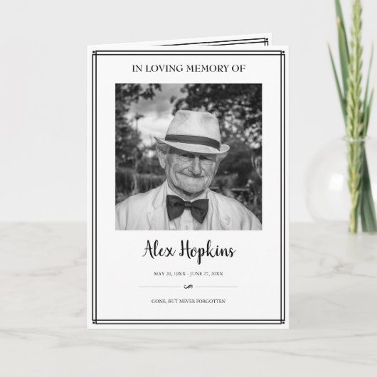 Lijst Fotoherdenking Gevouwen Begrafenis Programma (Voorkant)