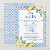 Lijst Geel Bloemen Citroen Main Squeeze Verjaardag Kaart (Voorkant / Achterkant)