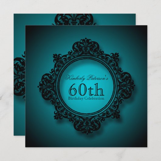  Lijst in blauw - 60ste verjaardagsviering Kaart (Voorkant / Achterkant)