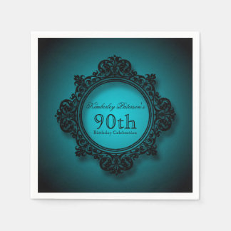  Lijst in blauw - 90ste verjaardag Papier servet
