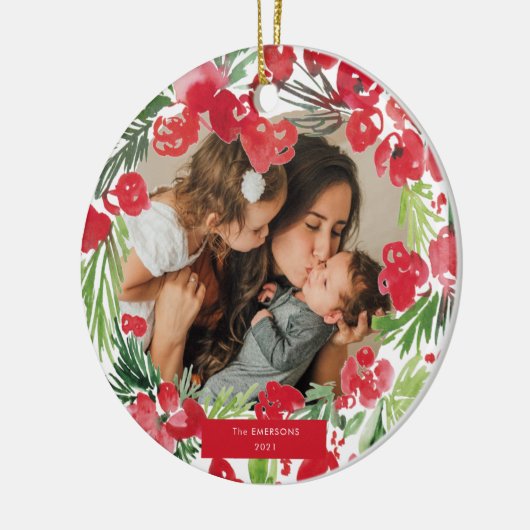 Lijst kerstwaterverf keramisch ornament (Links)