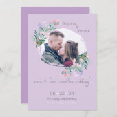 Lijst Lavender Floral Paint Stroke Save The Date (Voorkant / Achterkant)