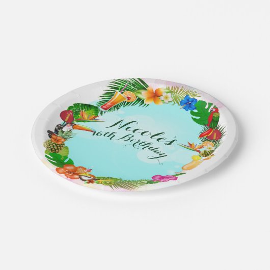 Lijst Luau Party (Hawaiian Tropische Zomer) Papieren Bordje (Gekanteld)