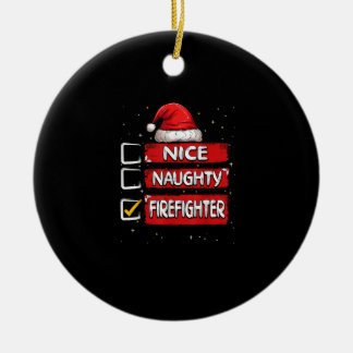 Lijst met aardige stoute brandweermannen met Kerst Keramisch Ornament