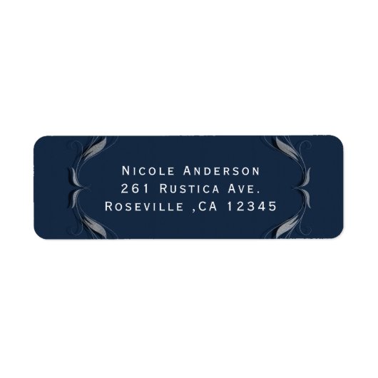 Lijst met blauw en zilver Elegant Wedding Invitati Etiket (Voorkant)